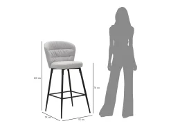 Juego de 2 taburetes de bar Losanna gris, 52 x 59 x 108 cm