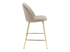 Juego de 2 taburetes de bar - Terciopelo y metal dorado - Beige - MELBOURNE