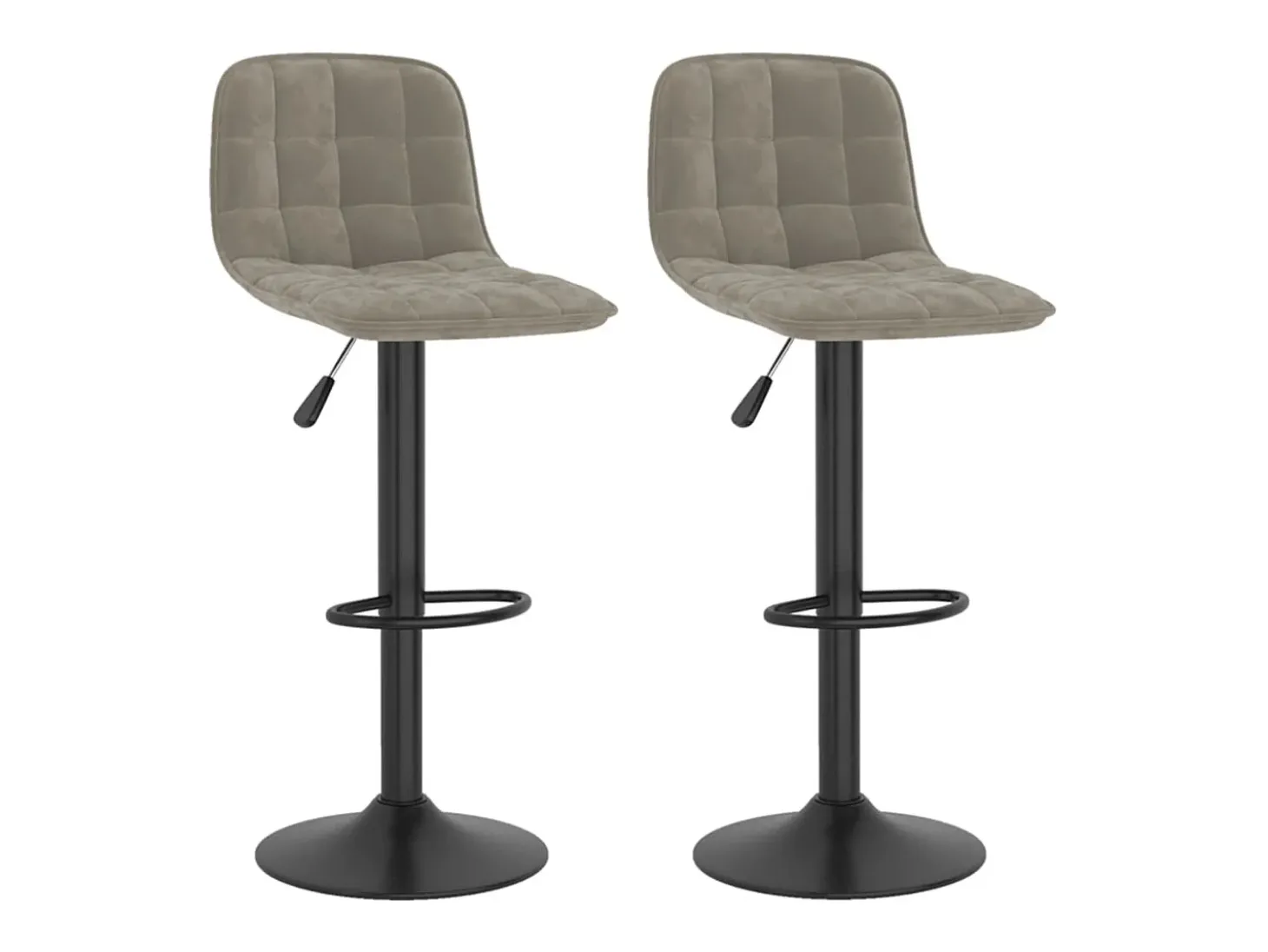 Juego de 2 taburetes de bar de terciopelo gris claro
