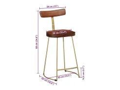 Juego de 2 taburetes de bar 49x43x88 cm madera maciza de mango