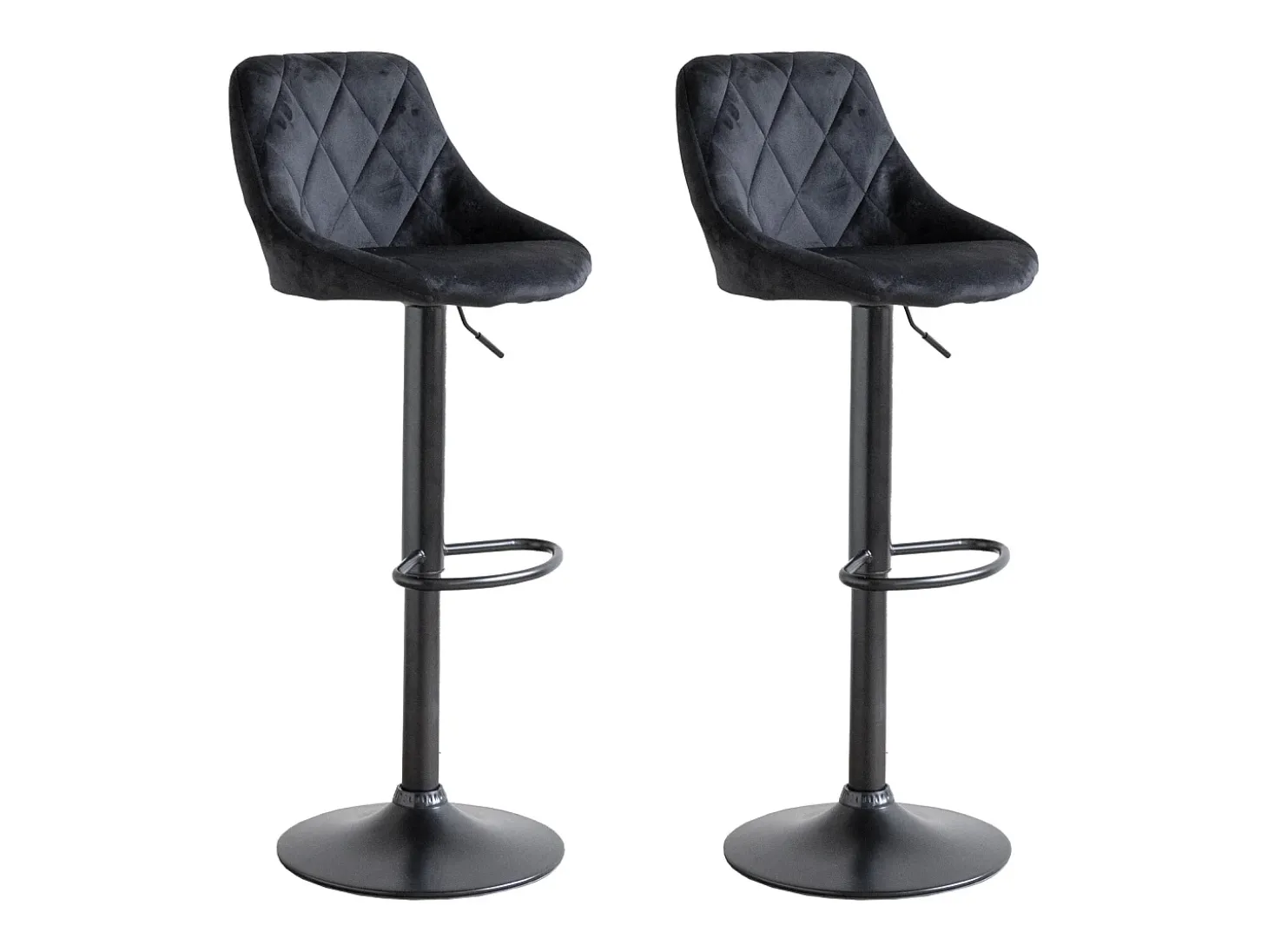 Juego de 2 taburetes de bar de terciopelo negro ROBIN