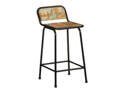 Juego de 2 taburetes de bar 46x35,5x80cm madera maciza recuperada