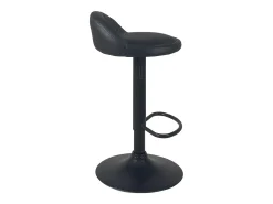 Juego de 2 taburetes de bar para cocina, asiento de cuero sintético, pequeño respaldo, giratorio, altura ajustable, base negra SATI+ (negro)