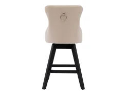 Juego de 2 taburetes de bar giratorios en terciopelo - Patas de madera - Beige