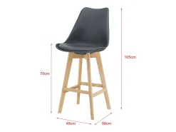 Juego de 6 taburetes de bar de plástico sintético acabado haya 105 x 48 x 58 cm gris 03_0008726