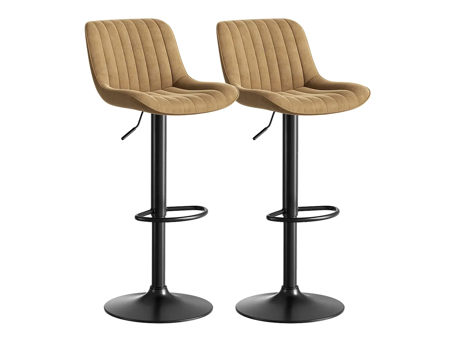 Juego de 2 taburetes de bar giratorios - altura ajustable y giro de 360° - terciopelo marrón