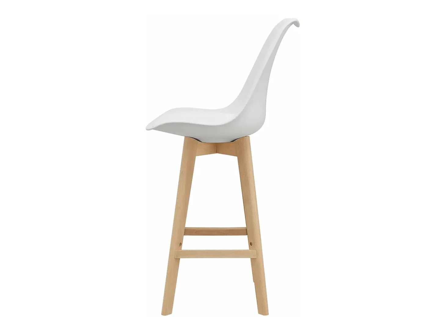 Juego de 4 taburetes de bar de plástico sintético acabado haya 105 x 48 x 58 cm blanco 03_0008716