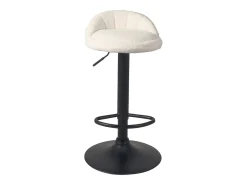 Juego de 2 taburetes de bar para cocina, asiento bouclé, pequeño respaldo, giratorio, altura ajustable, base cromada SATI+ (blanco)