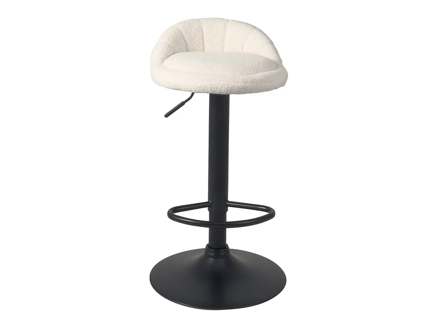 Juego de 2 taburetes de bar para cocina, asiento bouclé, pequeño respaldo, giratorio, altura ajustable, base cromada SATI+ (blanco)