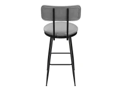 Juego de 2 taburetes de bar, silla alta de cocina con reposapiés y respaldo, para comedor y cocina, piel sintética, color gris