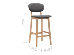 Juego de 2 taburetes de bar de tela gris oscuro