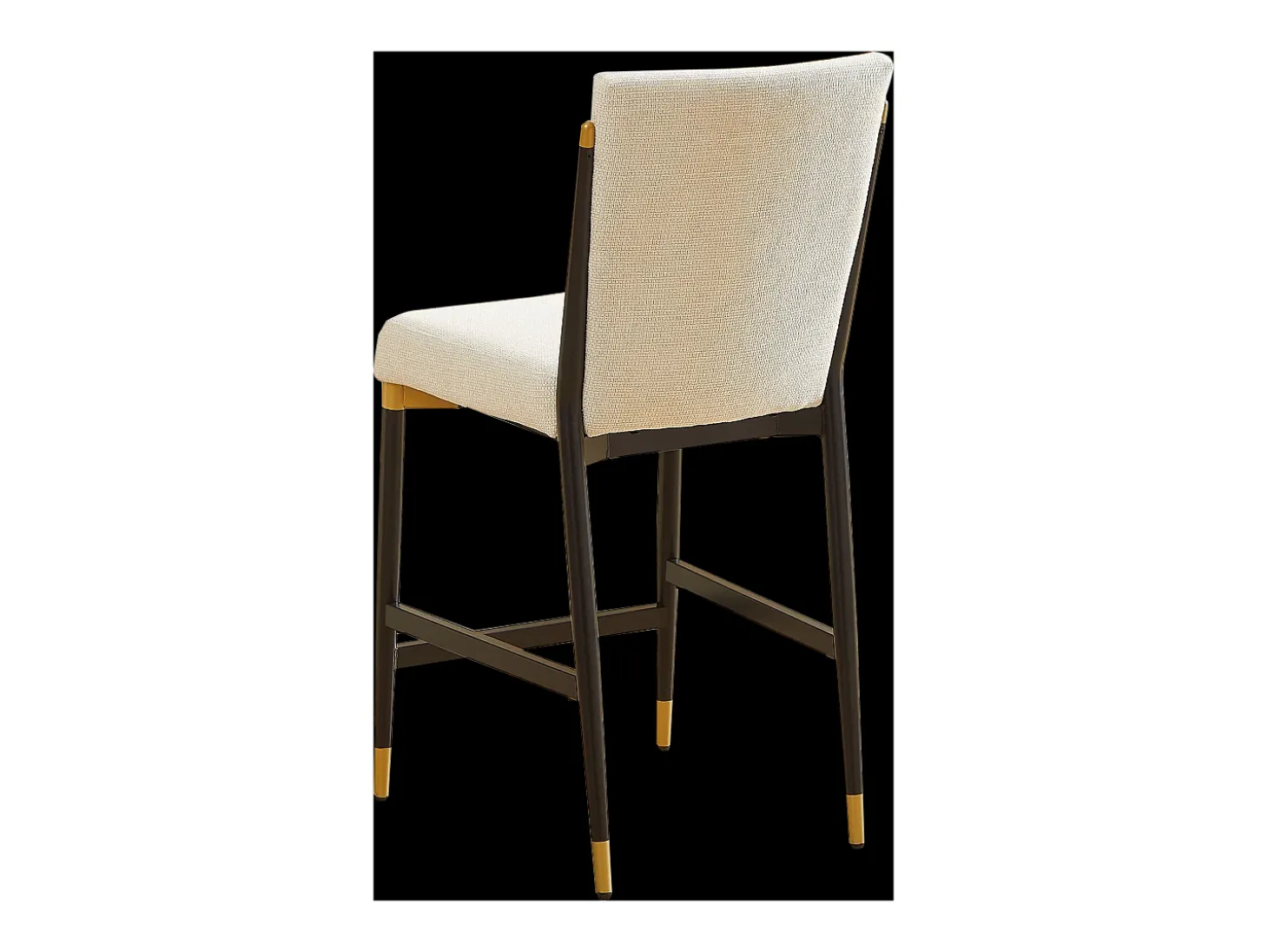 Juego de 2 taburetes de bar de tela beige - Estructura de metal negro y dorado