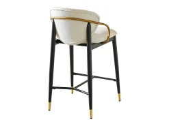 Juego de 2 taburetes de bar de tela beige - Estructura de metal