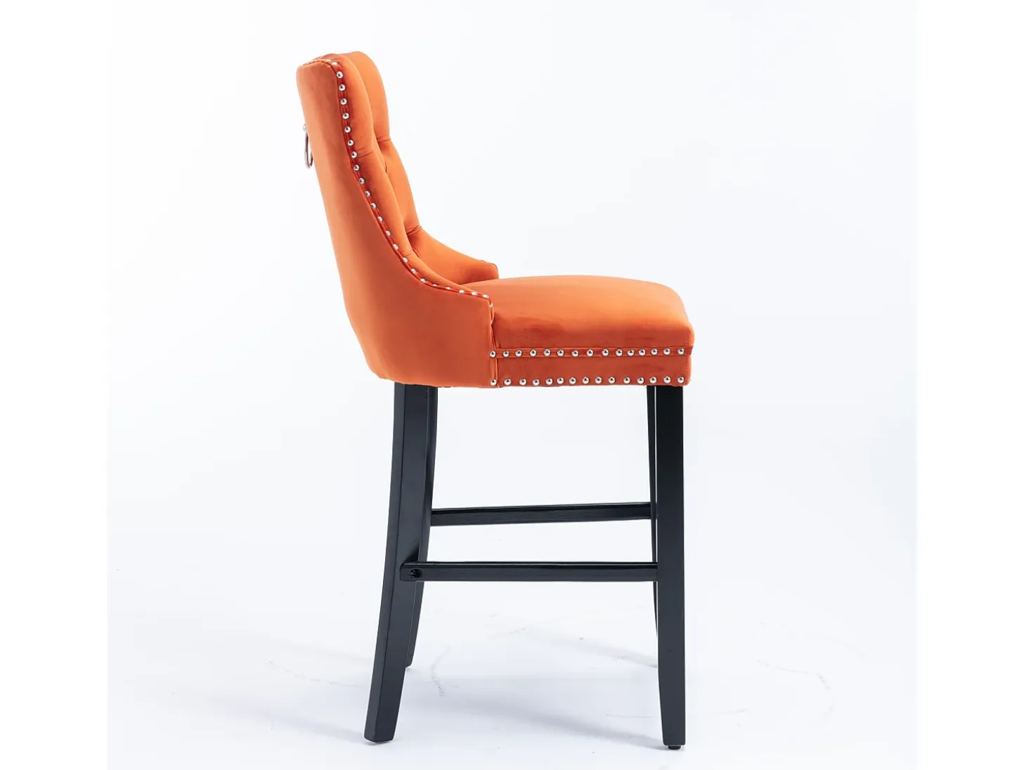 Juego de 2 taburetes de bar - Taburetes de bar con respaldo acolchado y capitoné - Terciopelo naranja