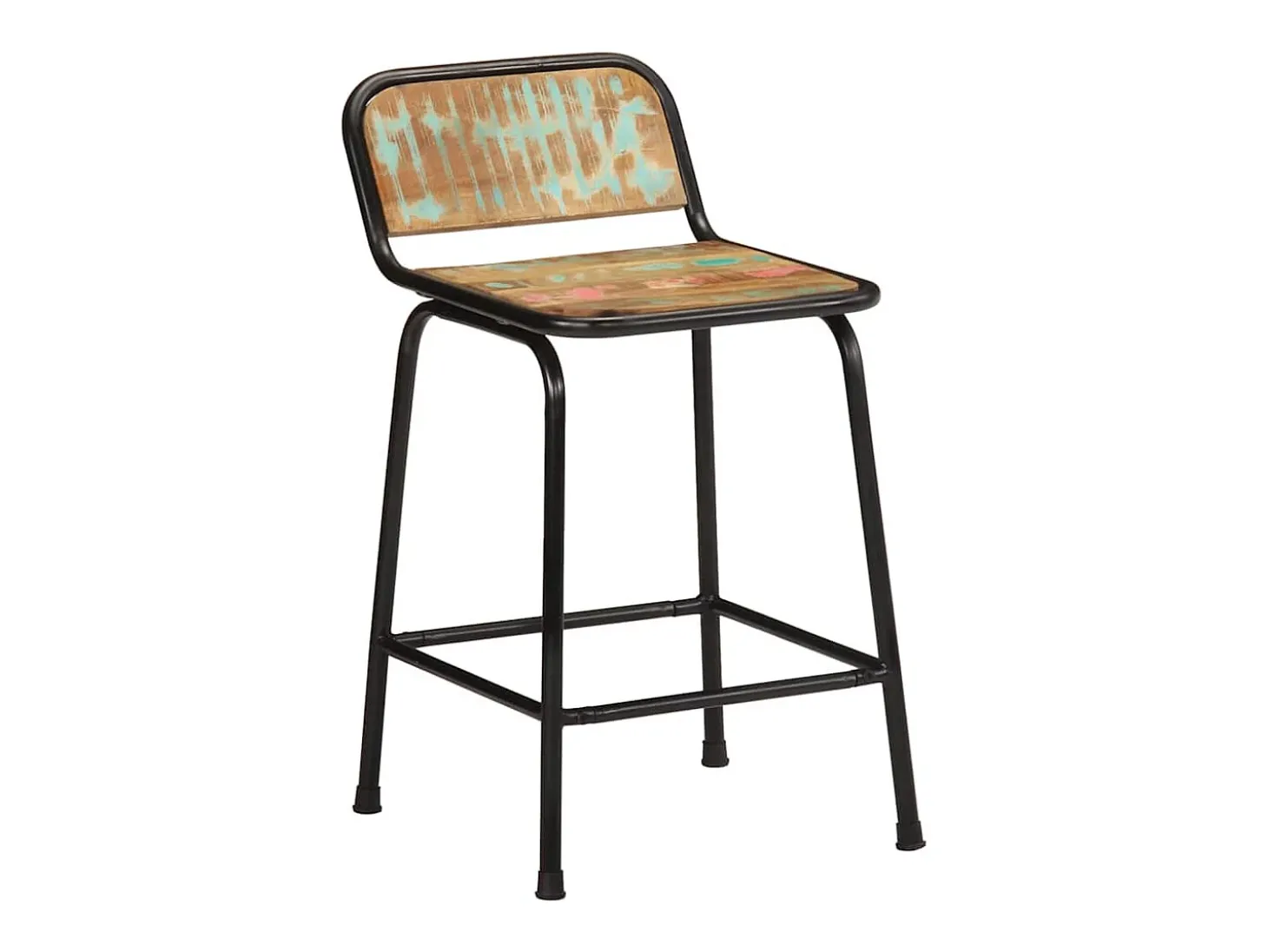 Juego de 2 taburetes de bar 46x35,5x70cm madera maciza recuperada