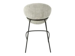 Juego de 2 taburetes de bar BOBBY de tela con estructura de metal negro – Altura del asiento 76 cm-Color Gris