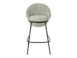 Juego de 2 taburetes de bar BOBBY de tela con estructura de metal negro – Altura del asiento 76 cm-Color Gris