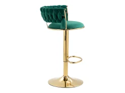 Juego de 2 taburetes de bar giratorios con respaldo, regulables en altura – Terciopelo verde