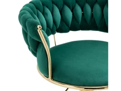 Juego de 2 taburetes de bar giratorios con respaldo, regulables en altura – Terciopelo verde