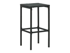 Juego de 6 taburetes de bar con cojines de resina de mimbre negro