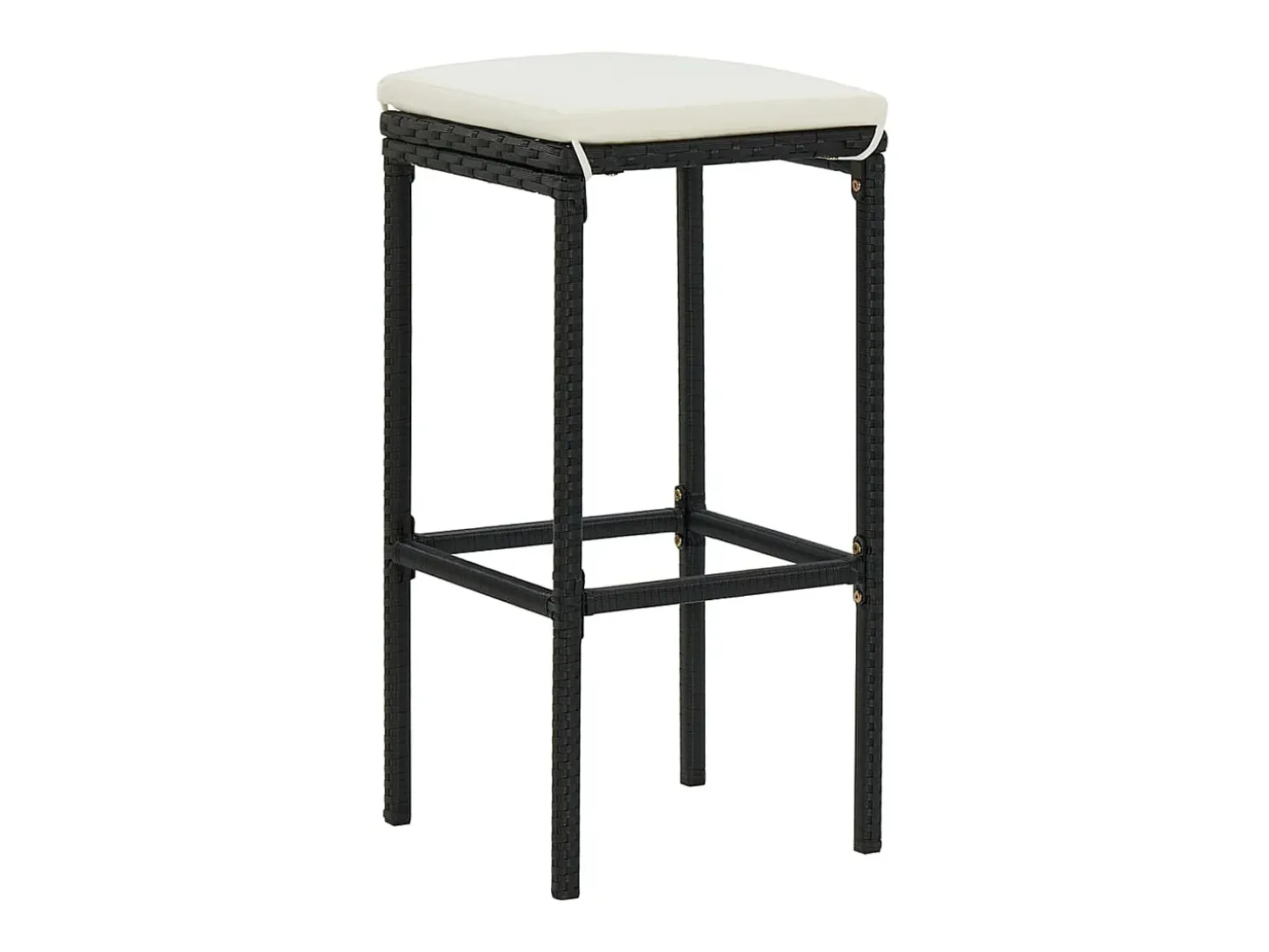 Juego de 4 taburetes de bar con cojines de resina de mimbre negro