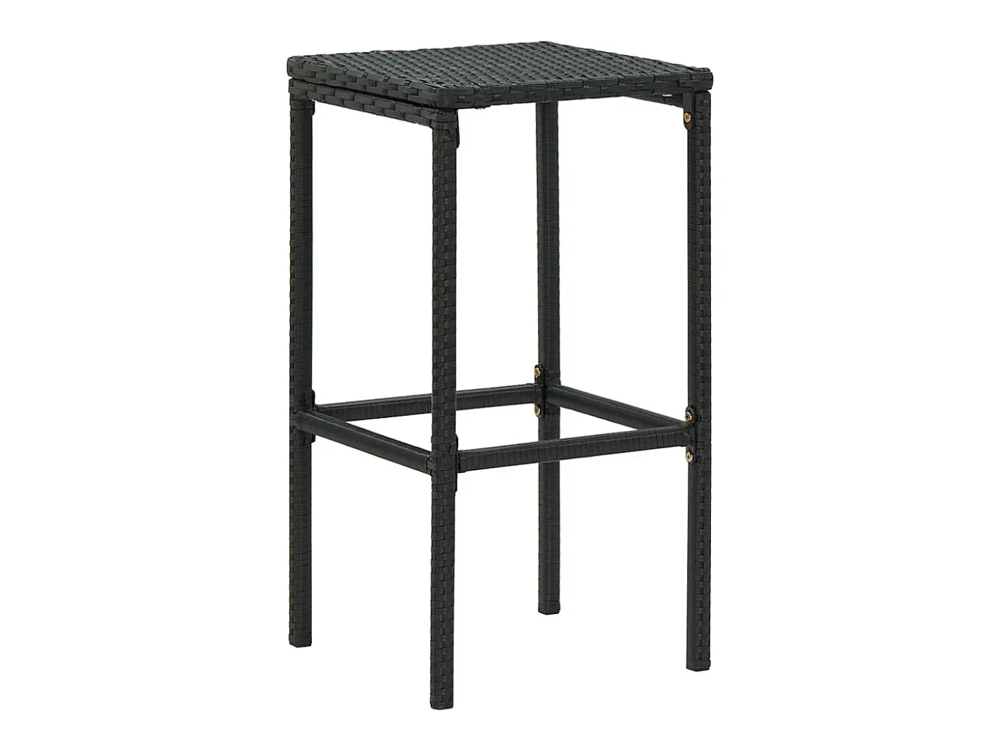 Juego de 4 taburetes de bar con cojines de resina de mimbre negro