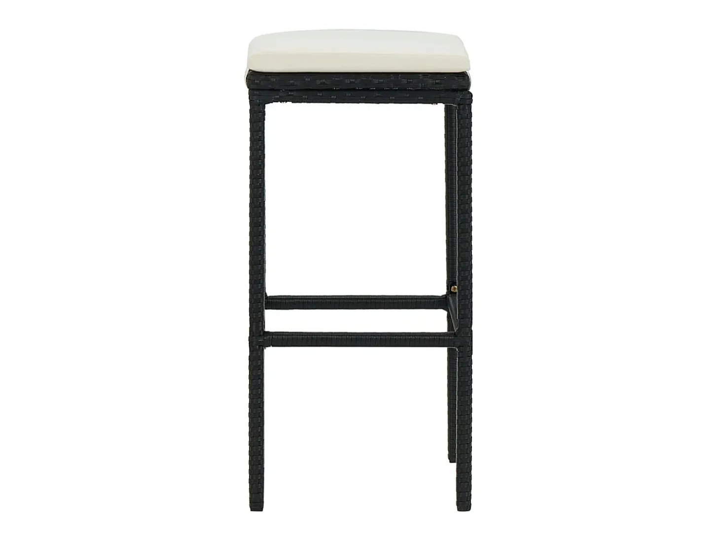 Juego de 4 taburetes de bar con cojines de resina de mimbre negro