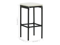 Juego de 4 taburetes de bar con cojines de resina de mimbre negro