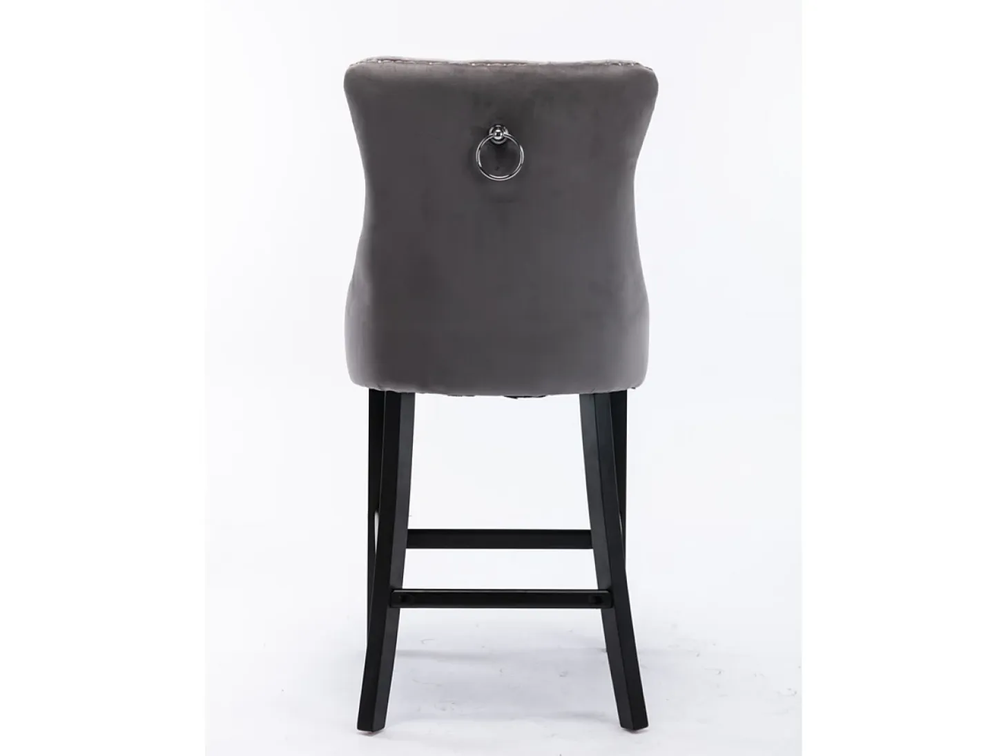 Juego de 2 taburetes de bar - Taburetes de bar con respaldo acolchado y capitoné - terciopelo gris