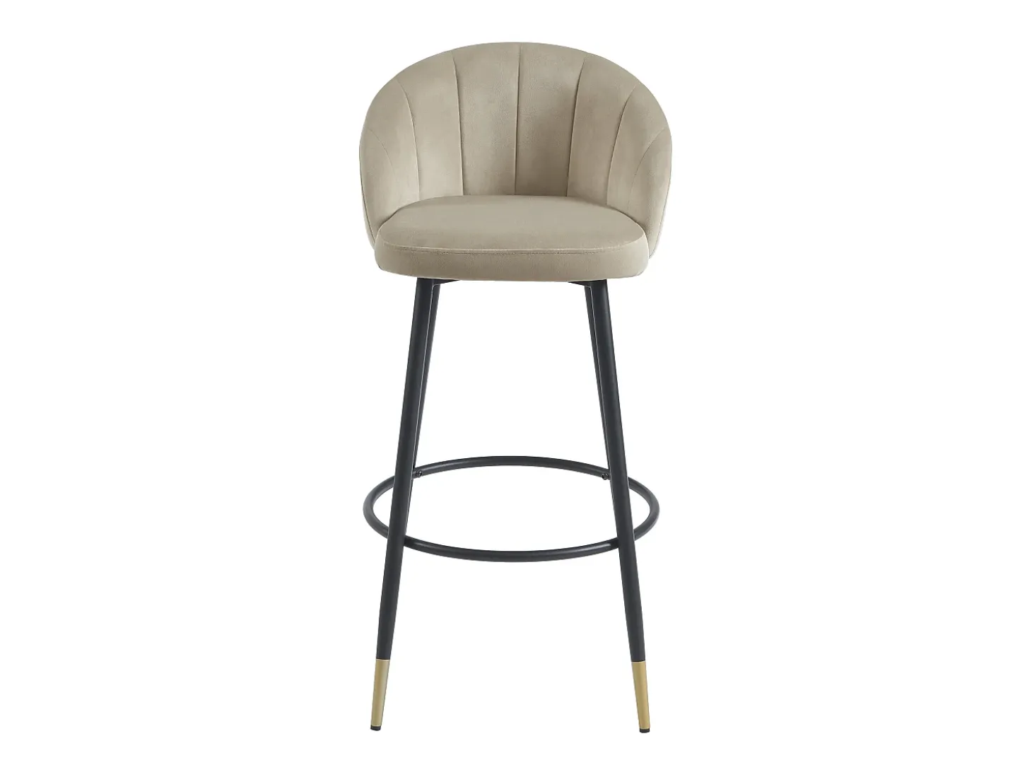 Juego de 2 taburetes de bar de terciopelo y metal - Beige - ELIRAM