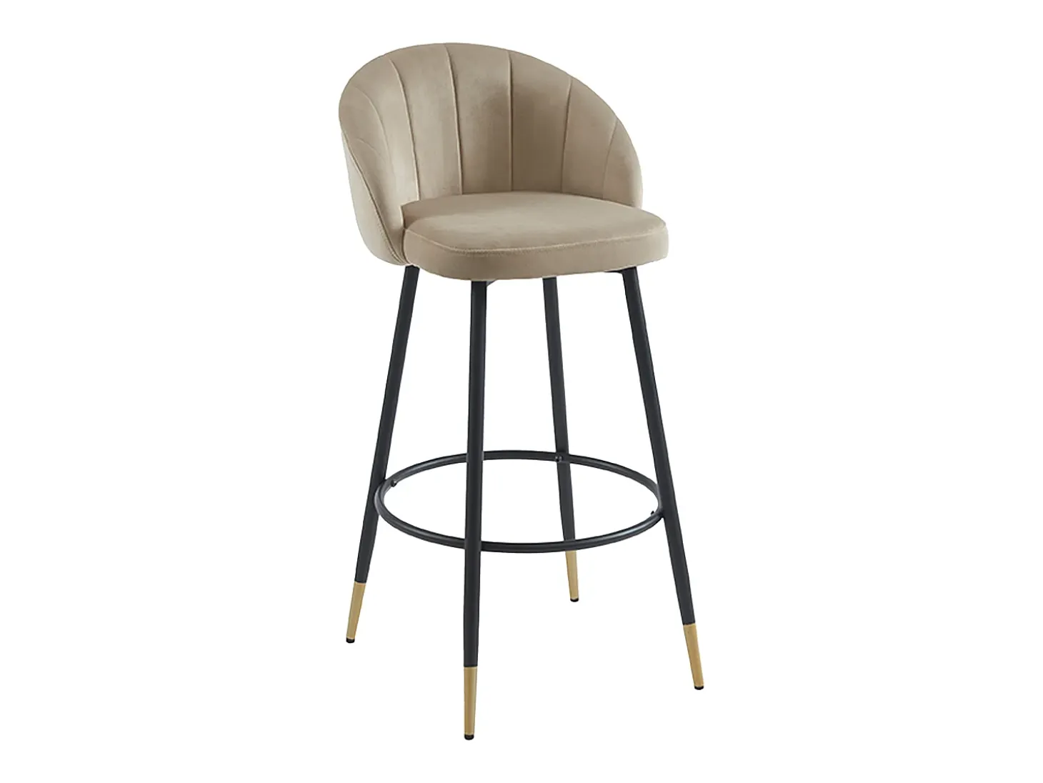 Juego de 2 taburetes de bar de terciopelo y metal - Beige - ELIRAM