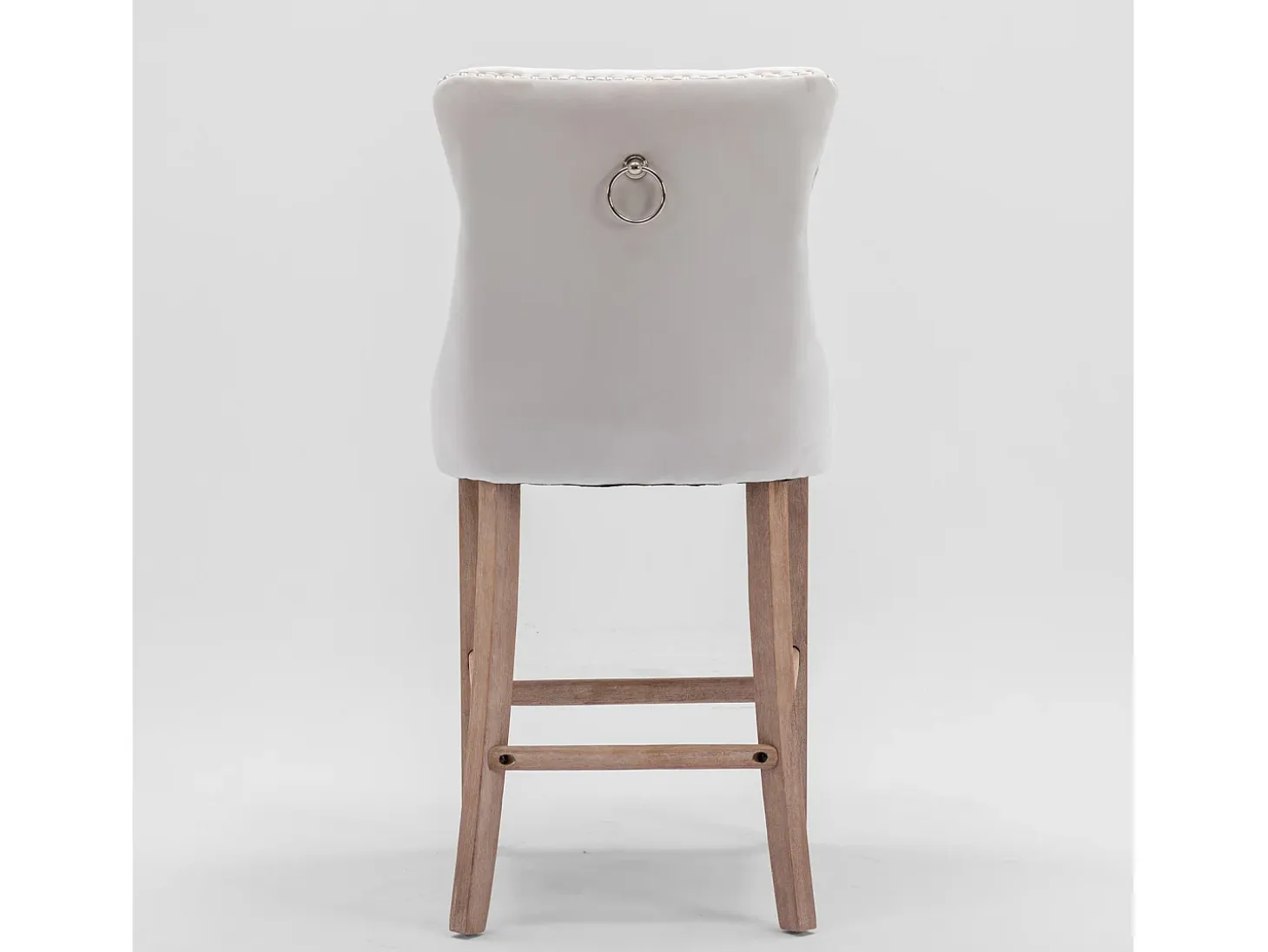 Juego de 2 taburetes de bar - Taburetes de bar con respaldo acolchado y capitoné - Terciopelo beige