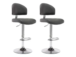 Juego de 2 taburetes de bar en piel sintética gris