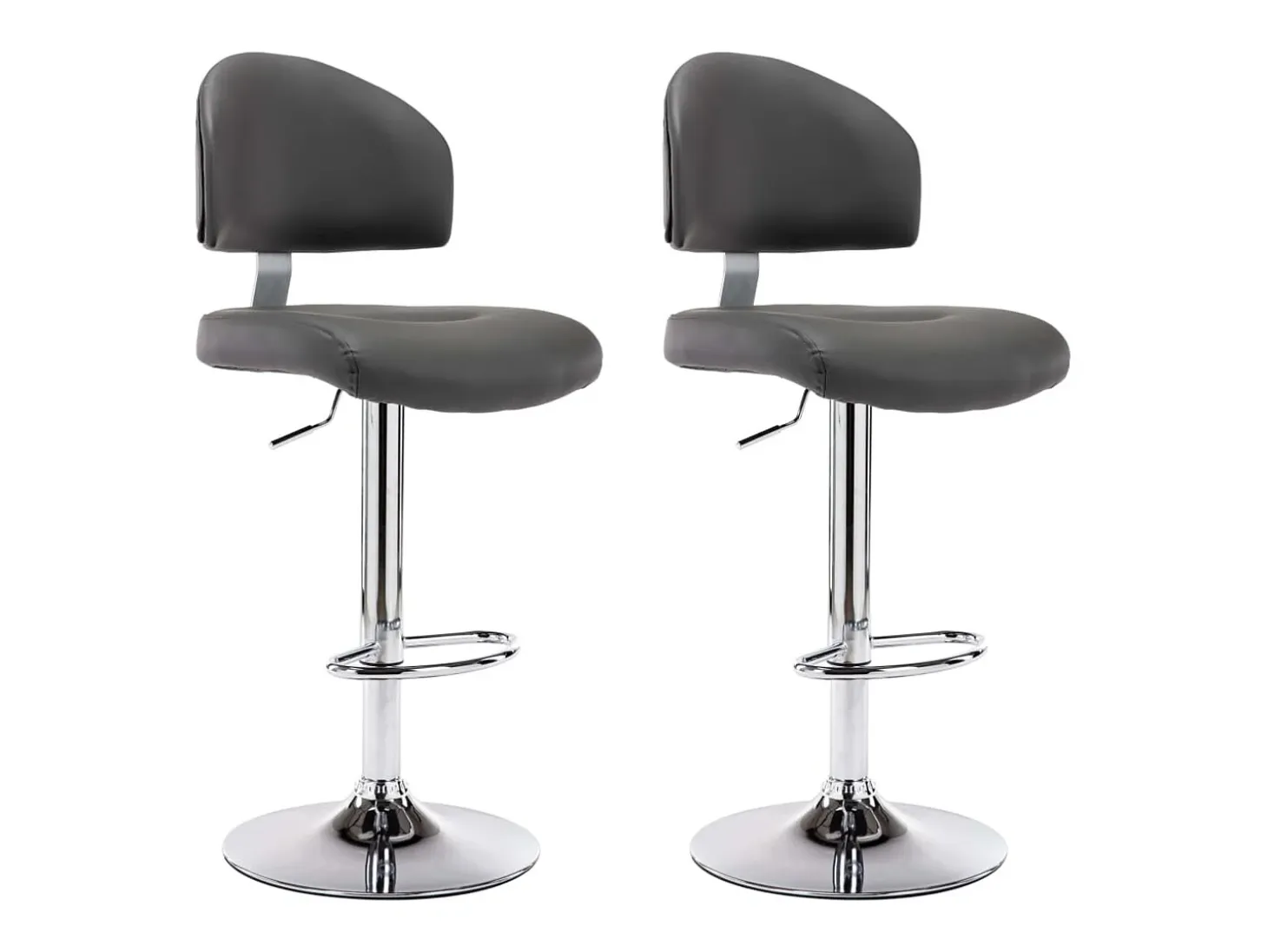 Juego de 2 taburetes de bar en piel sintética gris