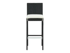 Juego de 6 taburetes de bar con cojines de resina de mimbre negro
