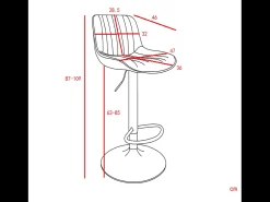 Juego de 4 taburetes de bar giratorios - altura ajustable y giro de 360° - terciopelo marrón