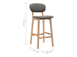 Juego de 2 taburetes de bar de tela gris claro
