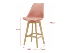 Juego de 4 taburetes de bar de plástico sintético acabado haya 105x48x58 cm rosa 03_0008721