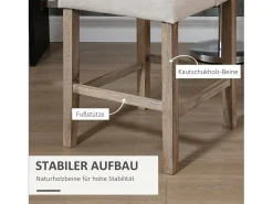 Juego de 2 taburetes de bar con respaldo de madera maciza, incluye reposapiés, gris + natural
