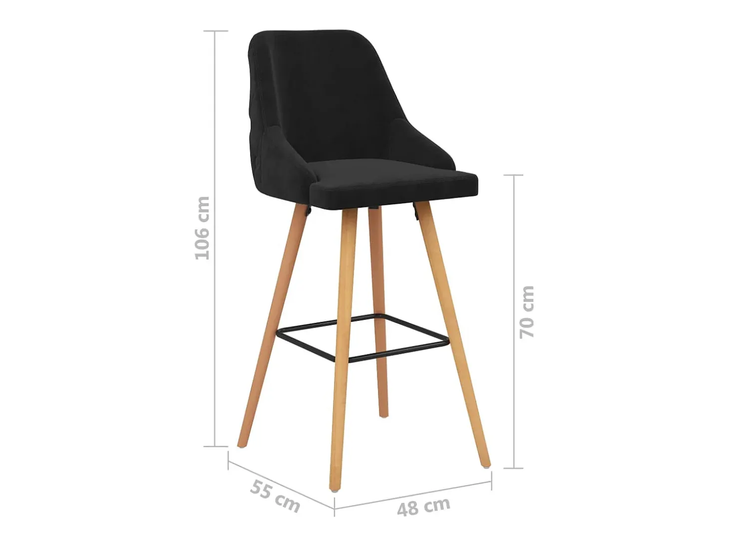 Juego de 2 taburetes de bar de terciopelo negro