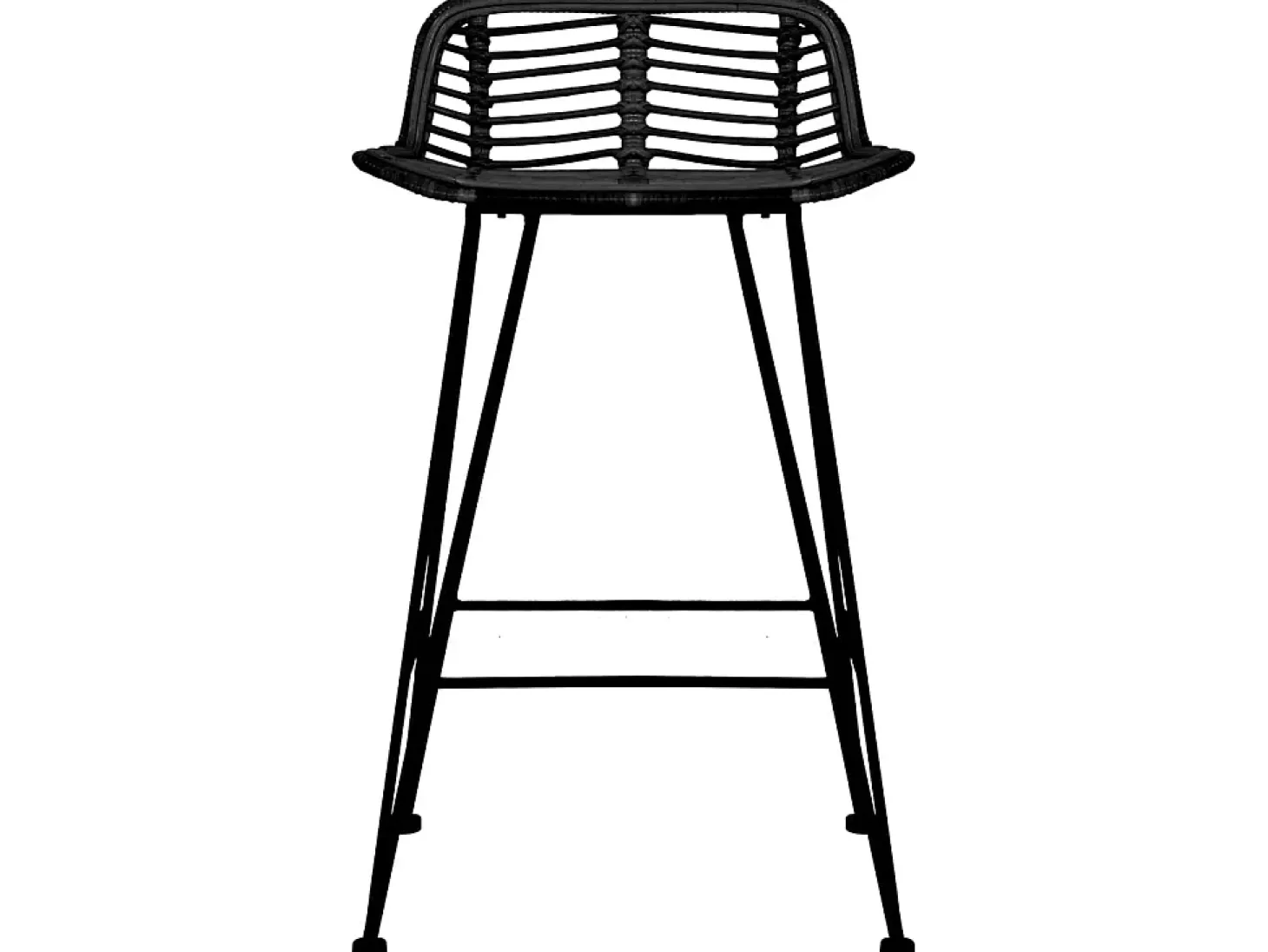 Juego de 2 Taburetes de cocina ratán negro ES59955