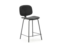 Juego de 2 taburetes de pana y metal negro 44x51 h98 cm