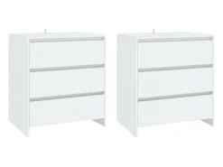 Juego de aparador de 3 piezas, madera de ingeniería blanca