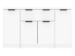 Juego de aparador de 3 piezas, madera de ingeniería blanca