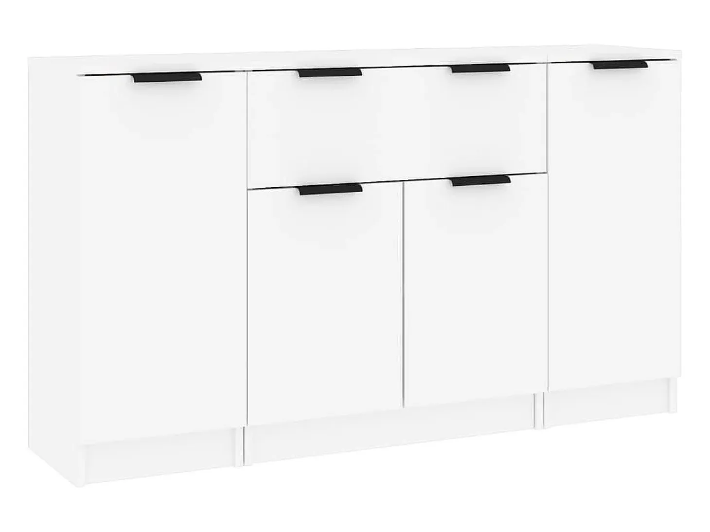 Juego de aparador de 3 piezas, madera de ingeniería blanca
