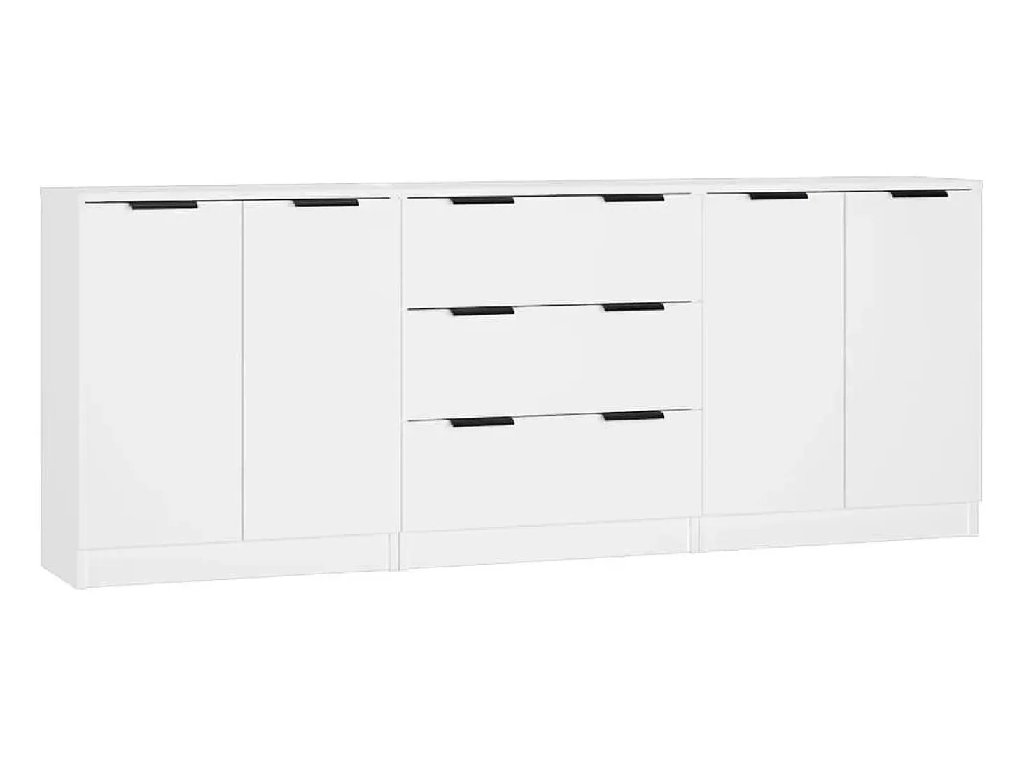 Juego de aparador de 3 piezas, madera de ingeniería blanca