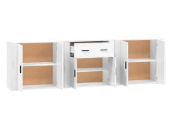 Juego de aparador de 3 piezas, madera de ingeniería blanca