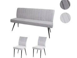 Juego de comedor MCW-K16 (3 piezas), gris claro