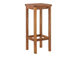 Juego de dos taburetes de bar de diseño asiento de silla madera maciza de acacia 1202048