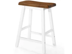 Juego de dos taburetes de bar de diseño asiento de madera maciza 1202055